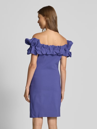 YAS Cocktailjurk met carmenhals, model 'CARRIE' Bleu - 5