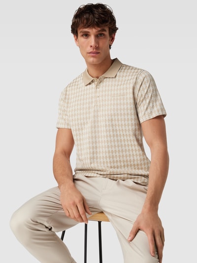 Karl Lagerfeld Regular Fit Poloshirt mit Allover-Muster Sand 3