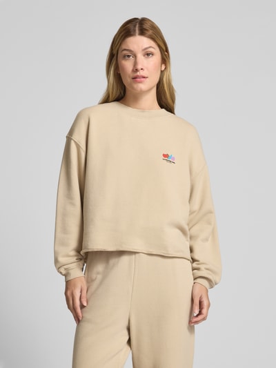 American Vintage Oversized Sweatshirt mit Label-Print Modell 'ATUBAY' Beige 4