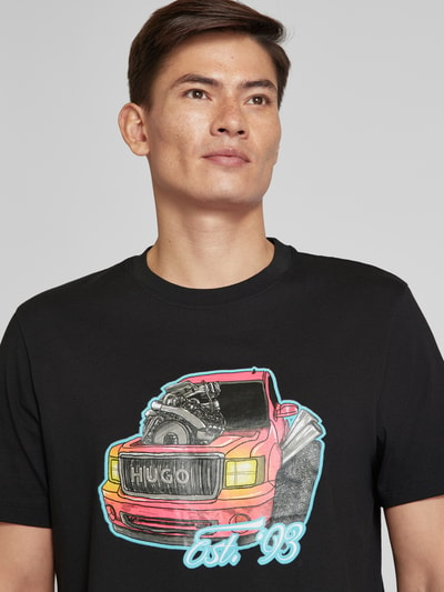 HUGO T-shirt met motiefprint, model 'Damotoro' Zwart - 3