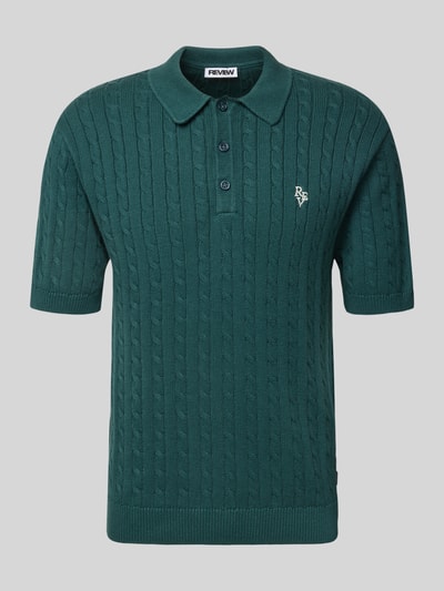REVIEW Slim fit poloshirt met kabelpatroon Donkergroen - 2