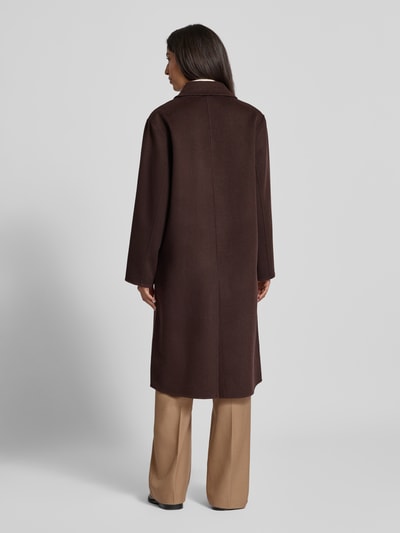 Stefanel Lange jas met reverskraag en steekzakken Donkerbruin - 5