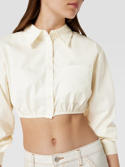 NA-KD Korte blouse met haaikraag Offwhite - 3