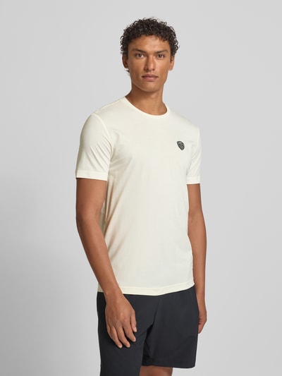 EA7 Emporio Armani T-shirt z mieszanki wiskozy z naszywką z logo Złamany biały 4