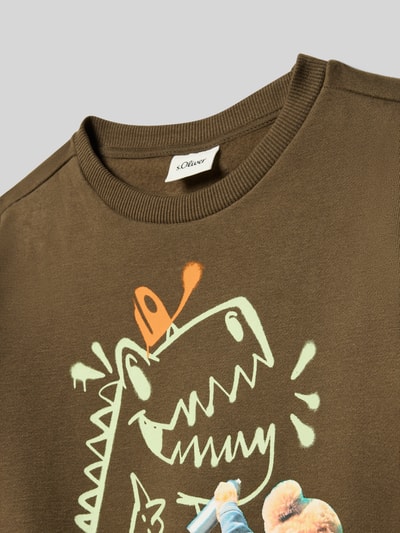 s.Oliver RED LABEL Bluza o kroju regular fit z mieszanki bawełny Średniobrązowy 2