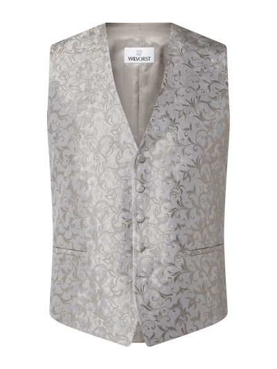 Wilvorst Gilet met ornamenteel geweven motief Taupe - 1