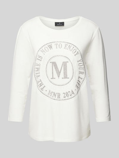 Monari Shirt met lange mouwen en label met siersteentjes Wit - 2