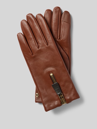 Roeckl Lederhandschuhe mit Label-Detail Cognac 1