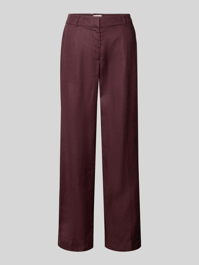 MSCH Copenhagen Straight leg linnen broek met steekzakken Bordeaux - 2