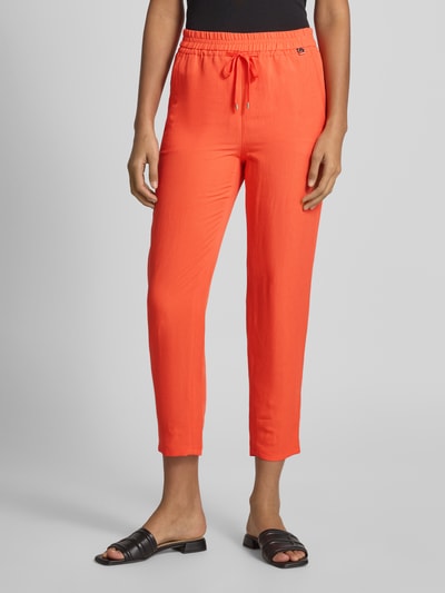 Marc Cain Tapered Fit Stoffhose aus Viskose-Leinen-Mix Rot 4