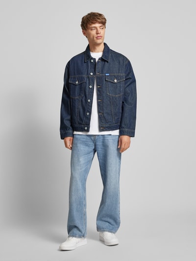 Hugo Blue Jeansjack met kentkraag, model 'Dex' Donkerblauw - 1