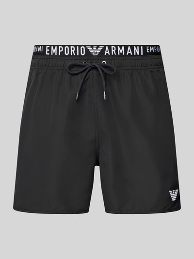 Emporio Armani Badehose mit elastischem Logo-Bund Black 1