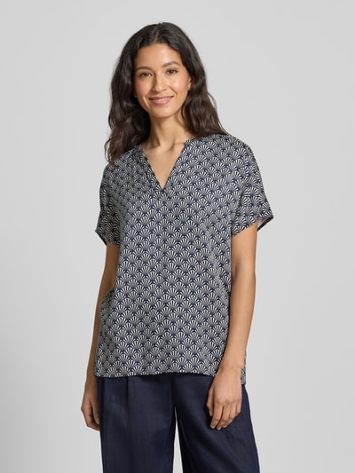 Milano Italy Regular fit blouseshirt met tuniekkraag Marineblauw - 4