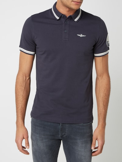 Aeronautica Militare Poloshirt met wapenapplicaties  Donkerblauw - 4