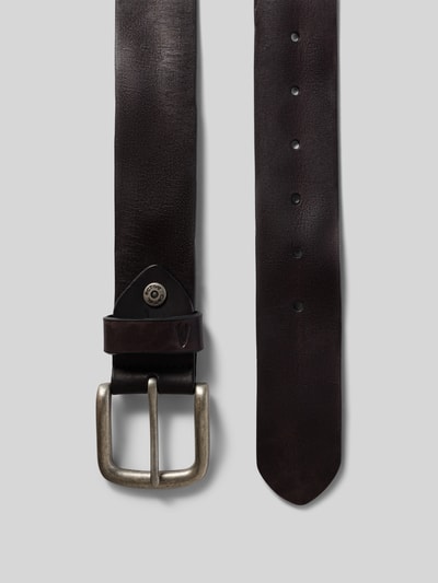 Produktfoto, Gürtel aus echtem Leder von camel active in Dunkelbraun mit Dornschließe, Label-Detail und 4 cm Breite, klassische Passform