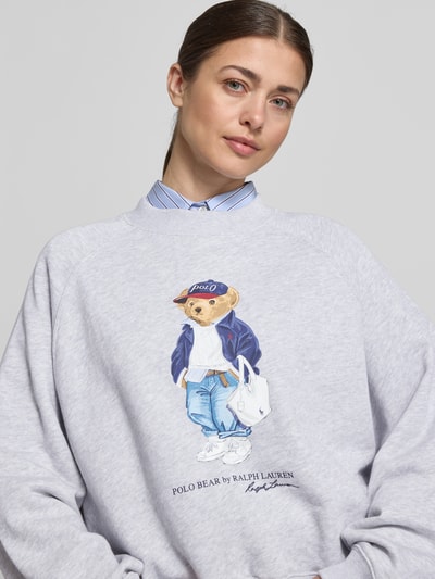 Polo Ralph Lauren Sweter dresowy o kroju regular fit z nadrukiem polo bear Jasnoszary melanż 3