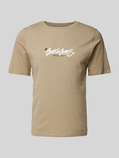 Jack & Jones T-shirt z nadrukiem z logo Khaki 2