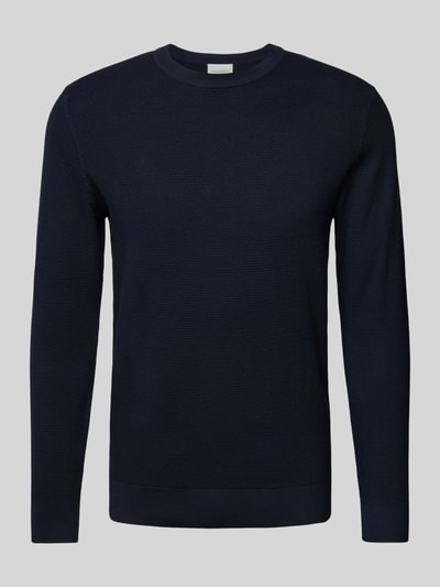 Profuomo Gebreide pullover met ronde hals Marineblauw - 2