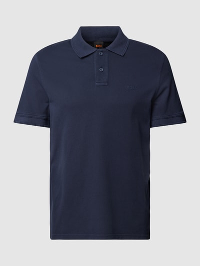 BOSS Orange Slim fit poloshirt met korte knoopsluiting, model 'Prime' Marineblauw - 2