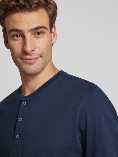 Schiesser Shirt met lange mouwen en korte knoopsluiting Donkerblauw - 3