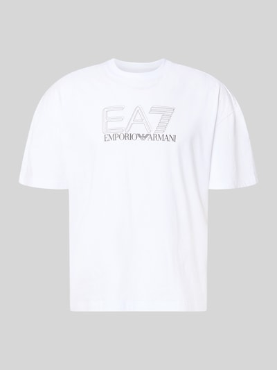 Produktfoto, T-shirt mit Logo und Rundhalsausschnitt von EA7 Emporio Armani z bawełny, krój regular fit, logo, okrągły dekolt, długość tyłu 68 cm w rozmiarze M