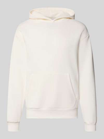 Produktfoto, Regular Fit Hoodie mit Känguru-Tasche von REVIEW in Creme, aus Baumwoll-Mix, sichtbare Kapuze, schlichte Struktur.