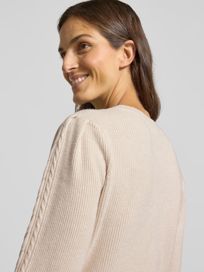 Soyaconcept Strickpullover mit gerippten Abschlüssen Modell 'KANITA' Ecru Melange 3