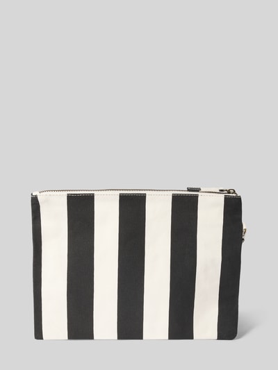 Productfoto, zwart-wit gestreepte Clutch met Logo-Patch model 'Juno' van Barts van puur katoen, met ritssluiting, 31x32x1 cm
