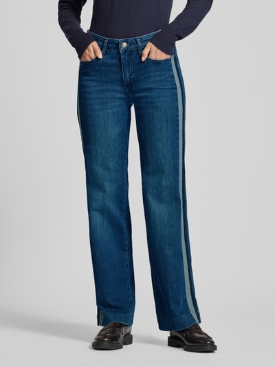 MAC Jeansy o szerokim kroju z mieszanki bawełny z ozdobnymi paskami Błękitny 4