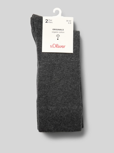 s.Oliver RED LABEL Podkolanówki z mieszanki bawełny w zestawie 2 szt. Antracytowy melanż 3