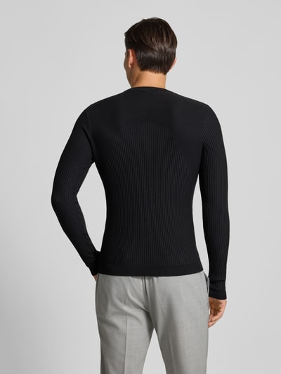 Antony Morato Slim fit pullover in gebreide look van viscosemix Zwart - 5