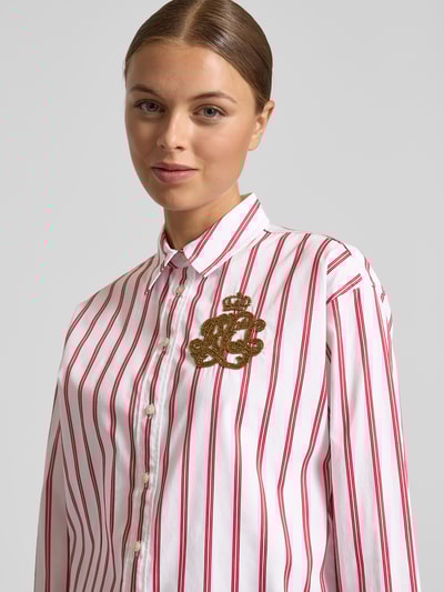 Lauren Ralph Lauren Regular fit overhemdblouse met labelapplicatie, model 'KOTTA' Rood gemêleerd - 3