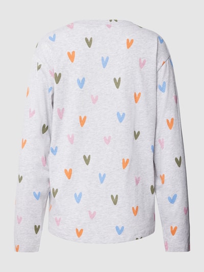 Jake*s Casual Pyjama-Oberteil mit Allover-Print Hellgrau Melange 3