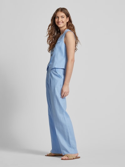 mbyM Wide leg linnen broek met bandplooien, model 'Cristiana' Lichtblauw - 1