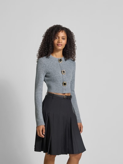 Self-Portrait Cropped Jacke in Strick-Optik Mittelgrau 4