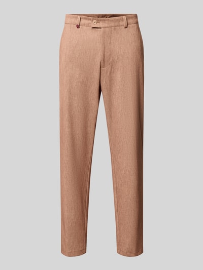 Produktfoto, spodnie Hose mit Gesäßtaschen Modell 'Orlando' von CG - Club of Gents, mieszanka materiałów z dodatkiem wiskozy, krój regular fit, kolor beżowy, widoczna tekstura, szerokość w rozmiarze 50: 46 cm, długość wewnętrzna nogawki w rozmiarze 50: 78 cm