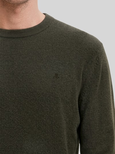 Marc O'Polo sweter w kroju regular fit z mieszanki bawełny z dodatkiem żywej wełny Ciemnobrązowy 3