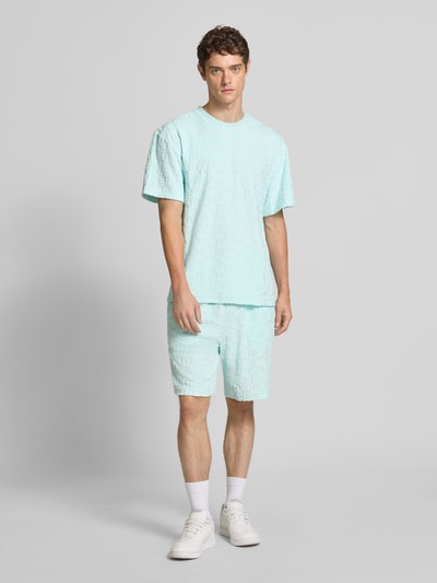 KARL KANI T-shirt met geribde ronde hals Oceaanblauw - 1