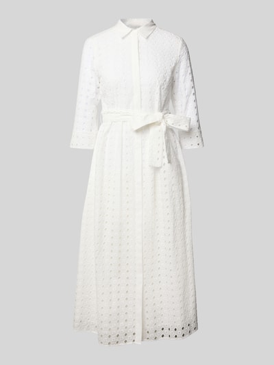 Milano Italy Sukienka midi z ażurowym wzorem Złamany biały 2