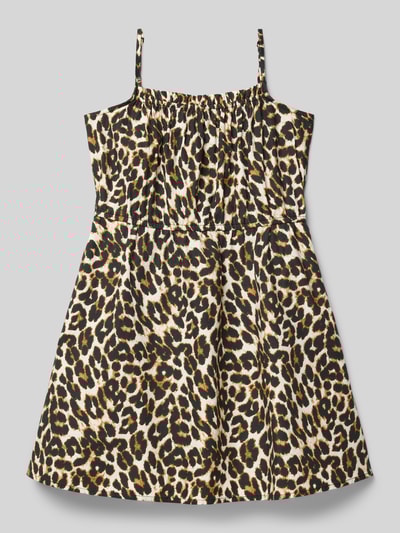 Only Sukienka mini taliowana ze wzorem na całej powierzchni model ‘CLARA’ Camel 3