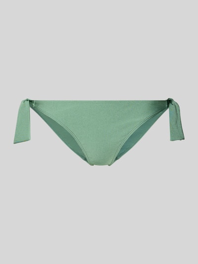 Produktfoto, Bikini-Slip mit seitlicher Schnürung Modell 'ISLA' von Barts in Grün, Material-Mix mit Stretch-Anteil, Label-Detail, Regular-Fit