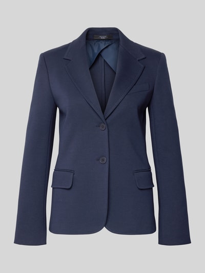Produktfoto, dunkelblauer Regular Fit Blazer aus Baumwoll-Mix Modell 'GINNASTA' von Weekend Max Mara mit Reverskragen und Pattentaschen