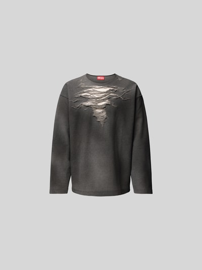 Diesel Longsleeve mit Used-Look Mittelgrau 2