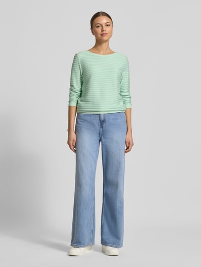 Tom Tailor Denim Shaped Fit sweatshirt van katoen- en viscosemix Appeltjesgroen gemêleerd - 1