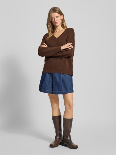 Only Regular fit gebreide pullover met wol, model 'MARI' Chocoladebruin - 1