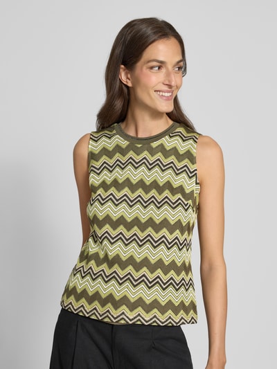 comma Top dzianinowy z ażurowym wzorem Zielony 3