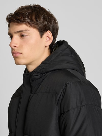 Blend Gewatteerde lange jas met klepzakken, model 'ONLGABI' Zwart - 3