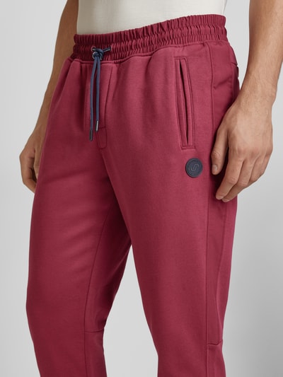 Joy Regular fit sweatpants met tunnelkoord, model 'YASIN' Bordeaux - 3