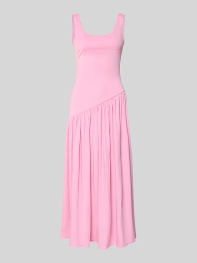 Produktfoto, Midikleid mit Karree-Ausschnitt von Little Mistress w jasnoróżowym kolorze, mieszanka materiałów z dodatkiem streczu, podkreślająca figurę, asymetryczny krój, długość tyłu w rozmiarze 36: 113 cm, szerokość w rozmiarze 36: 37 cm