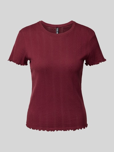 Pieces Slim fit T-shirt van puur katoen, model 'MARIE' Donkerrood - 2